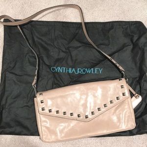 Silver studded clutch